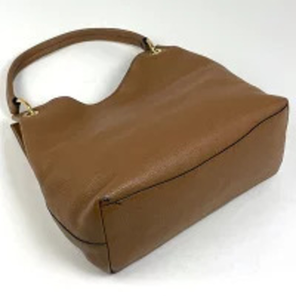Prada Plate Leather Brown Bag Hobo Tote Shoulder